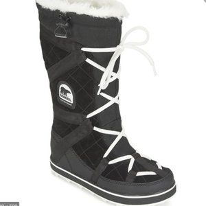 Sorel Black Winter Boots with White Accents